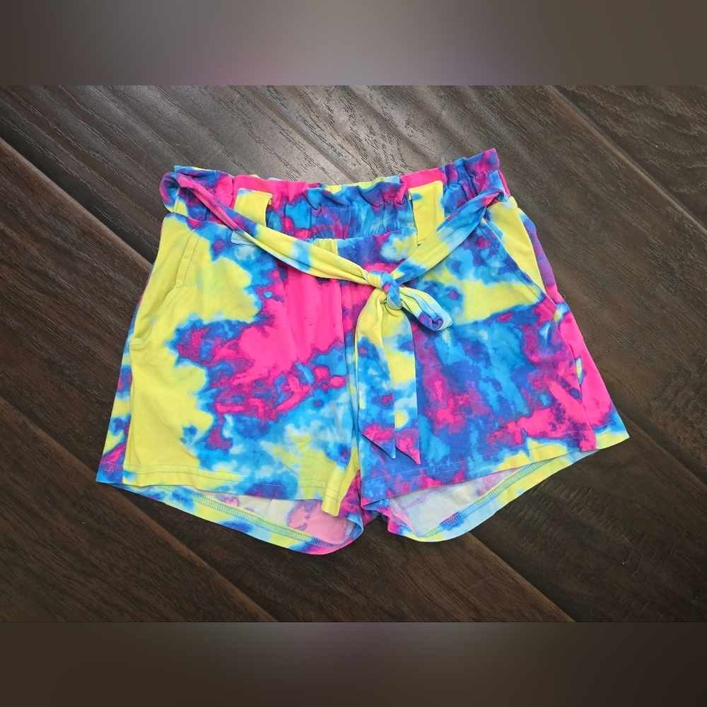 Miss Popular Girls Boutique Stretchy Soft Tie Dye Elastic Waist Shorts